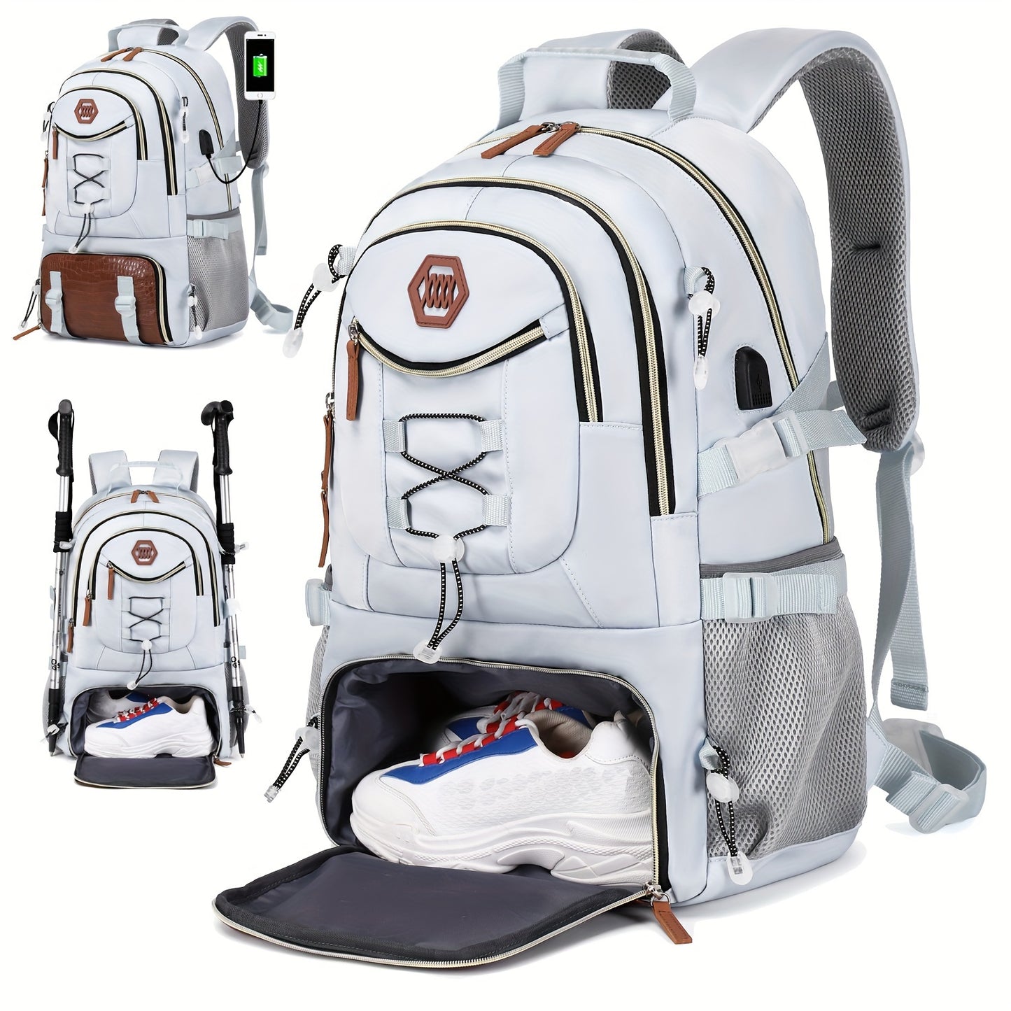 1/2pcs Outdoor Travel Backpack, Waterproof Large Capacity Hiking Mountaineering Bag, Camping Backpack With Shoe Compartment For Men And Women, Ideal Choice For Gifts