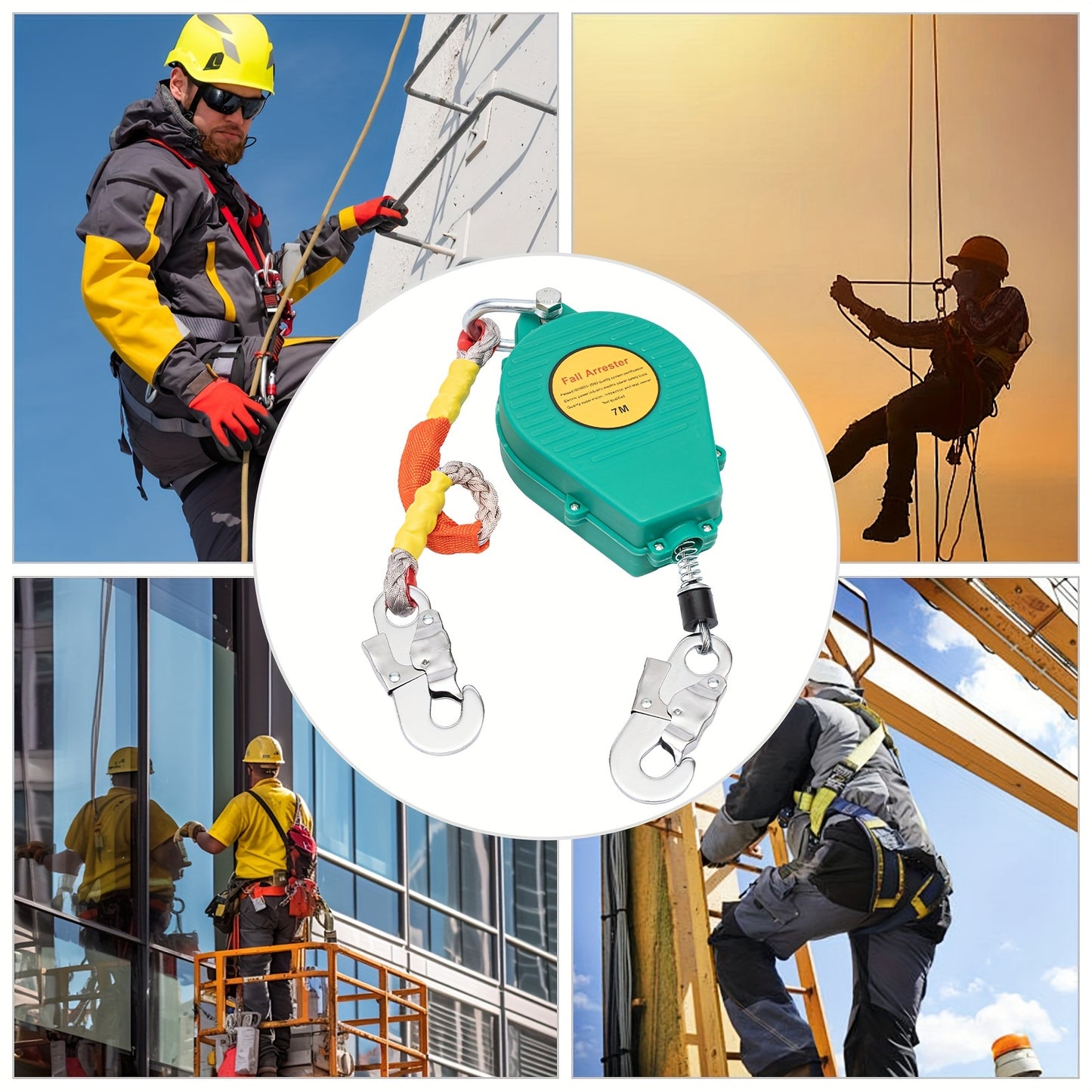 7m Self Retracting Lifeline Protect Safety Harness Lanyard Fall Arrester 23ft