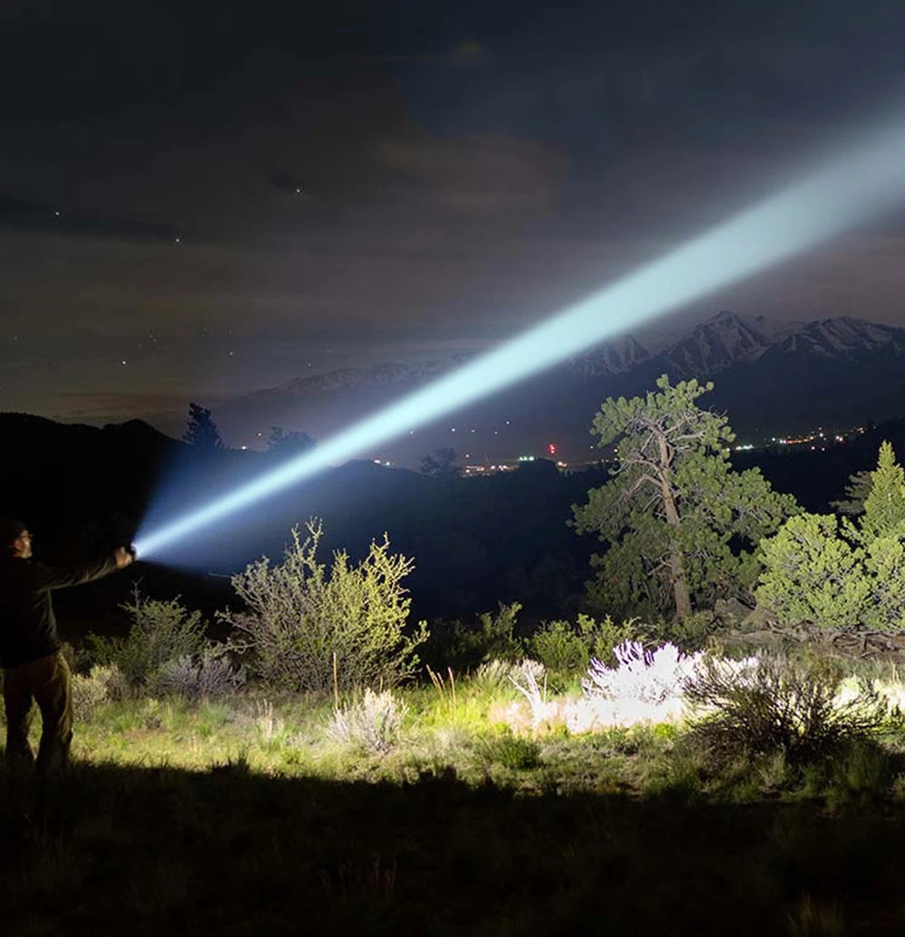 Powerful XHP50 LED Flashlight Waterproof 18650 Torch With Side Light 7 Modes Camping Fishing Lantern USB Rechargeable Zoom Lamp