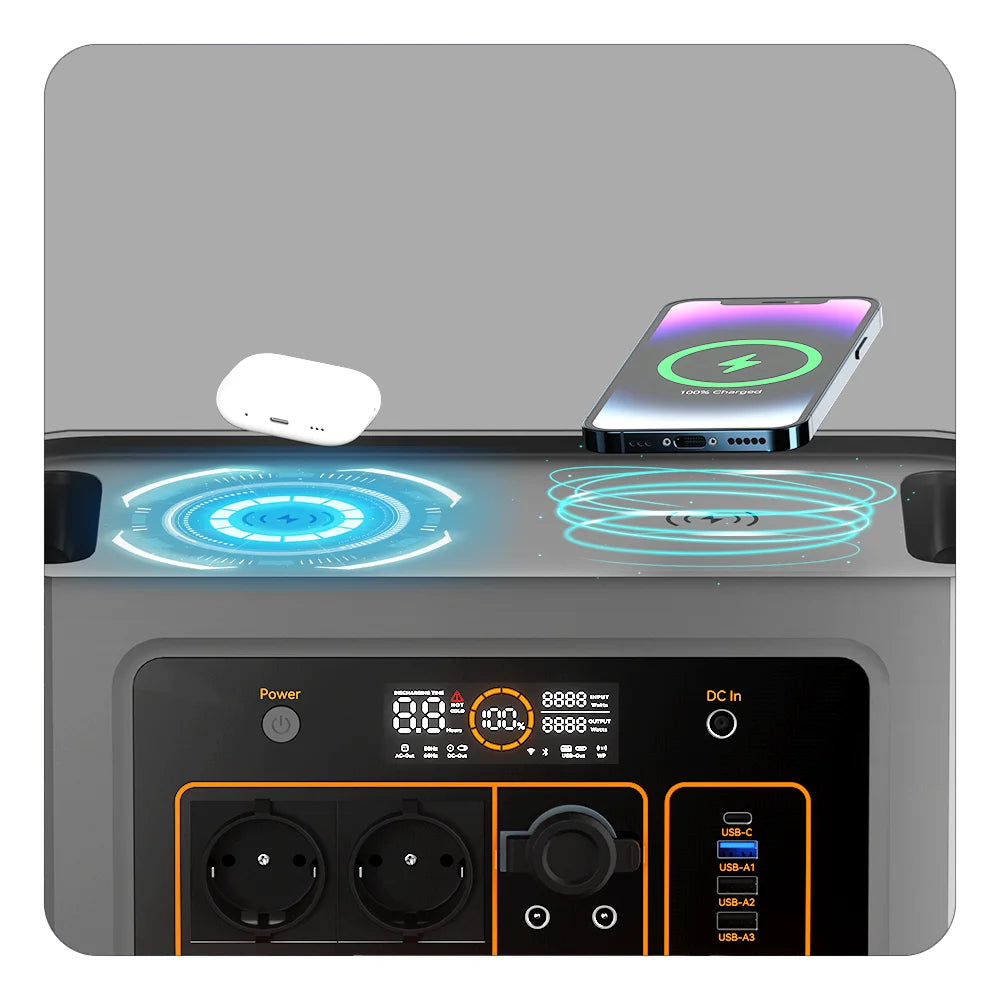 FF Flashfish QE02D Lifepo4 1008Wh Rechargeable Portable Power Station 1200W 315000mAh Solar Generator UPS AC Wireless Battery
