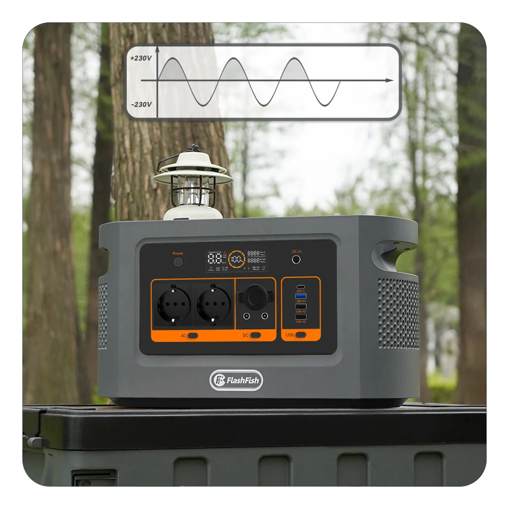 FF Flashfish QE02D Lifepo4 1008Wh Rechargeable Portable Power Station 1200W 315000mAh Solar Generator UPS AC Wireless Battery