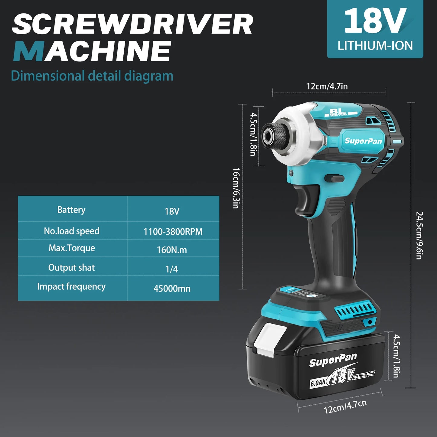 Superpan Rechargable Drill Driver With battery Screwdriver Machine Brushless Electric Screwdriver