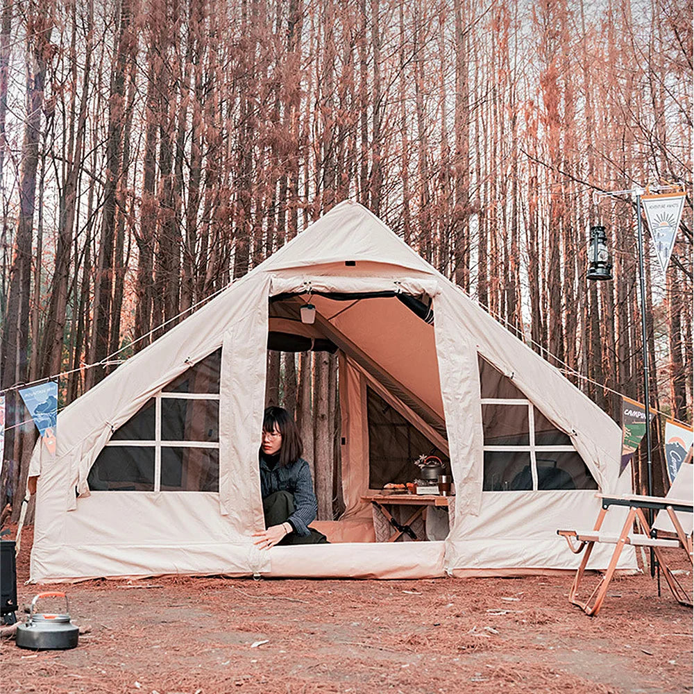 Luxury Camping Tent Waterproof Sunscreen Inflatable Roof Tent Large Space Folding Tent Park Family Tent Travel Beach Equipment