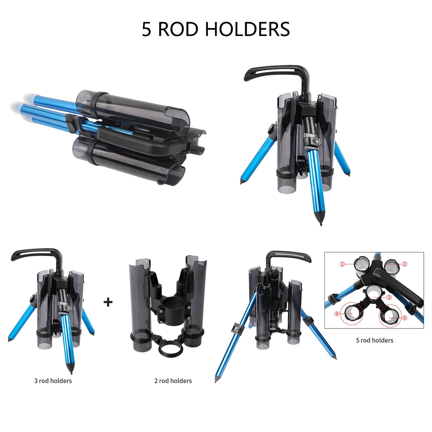 Tripod Fishing Rod Holders Portable Luya Fishing Pole Support Aluminum Alloy 3 Fishing Rods Rack Organizer For Fishing Accessory