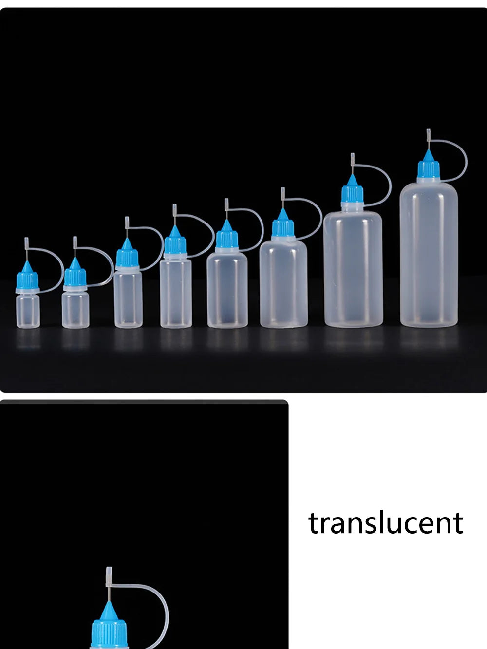 5ml 10ml 20ml 30ml 100ml 120ml PE Plastic Squeezable Tip Applicator Bottle Refillable Dropper with Needle Tip Caps Oil Bottles