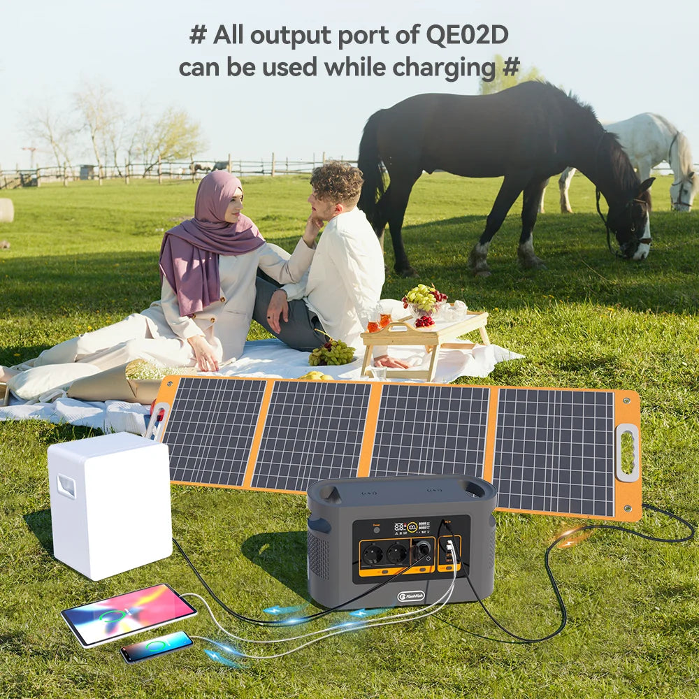 FF Flashfish QE02D Lifepo4 1008Wh Rechargeable Portable Power Station 1200W 315000mAh Solar Generator UPS AC Wireless Battery
