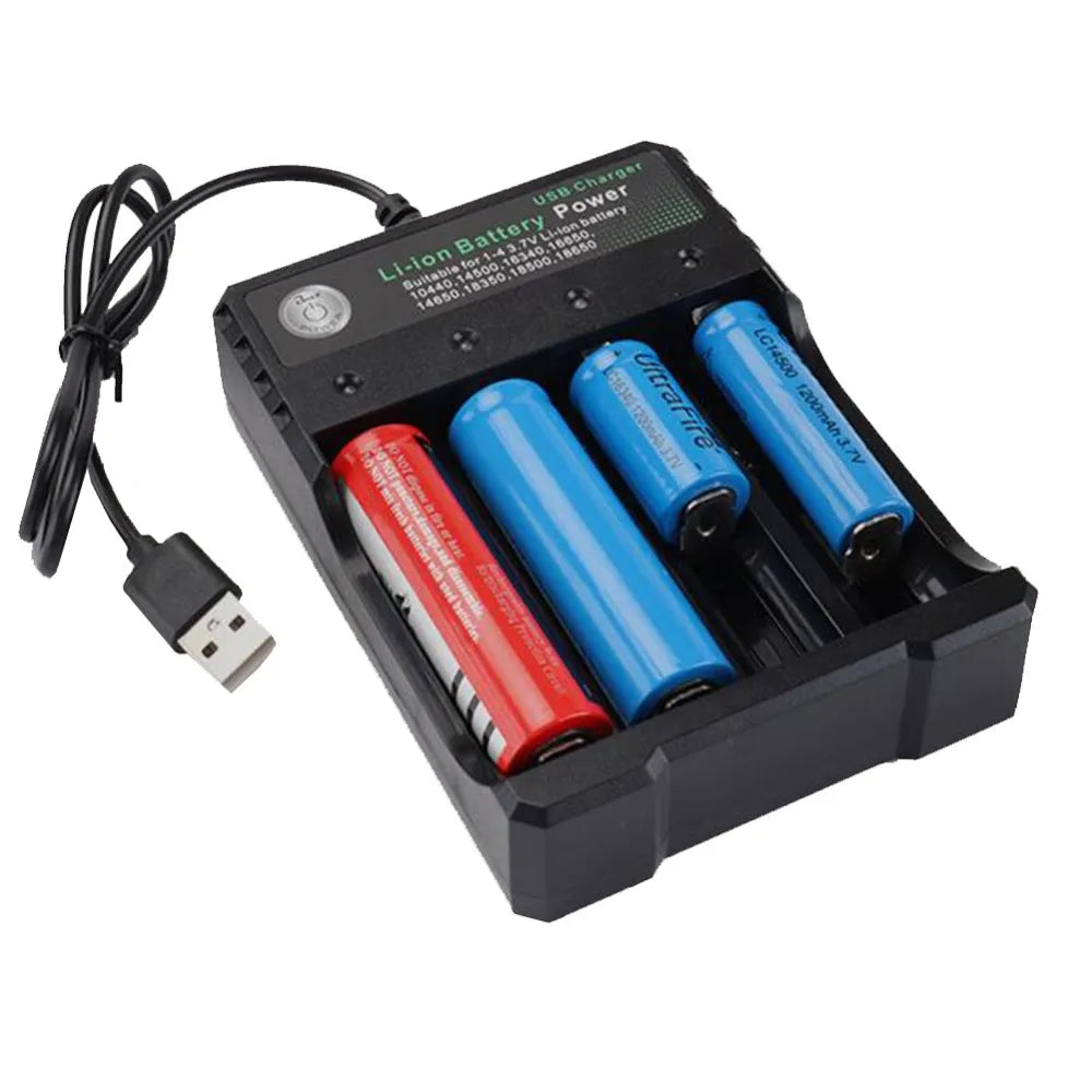 18650 Battery Charger Black 1 2 4 Slots AC 110V 220V Dual For 18650 Charging 3.7V Rechargeable Lithium Battery 4 Ports Charger