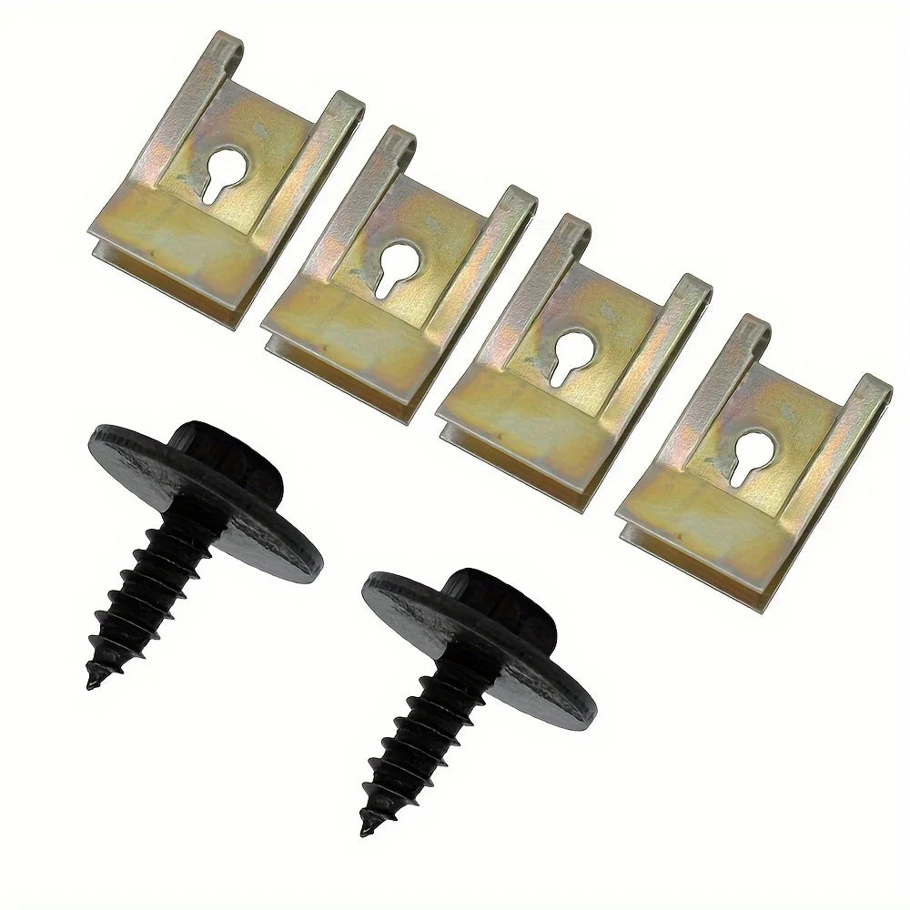 40pcs Car Screw Base U Clip Car Modification Fastener Metal Fender Bumper Protection Clip Interior Accessories Automobile Fasten