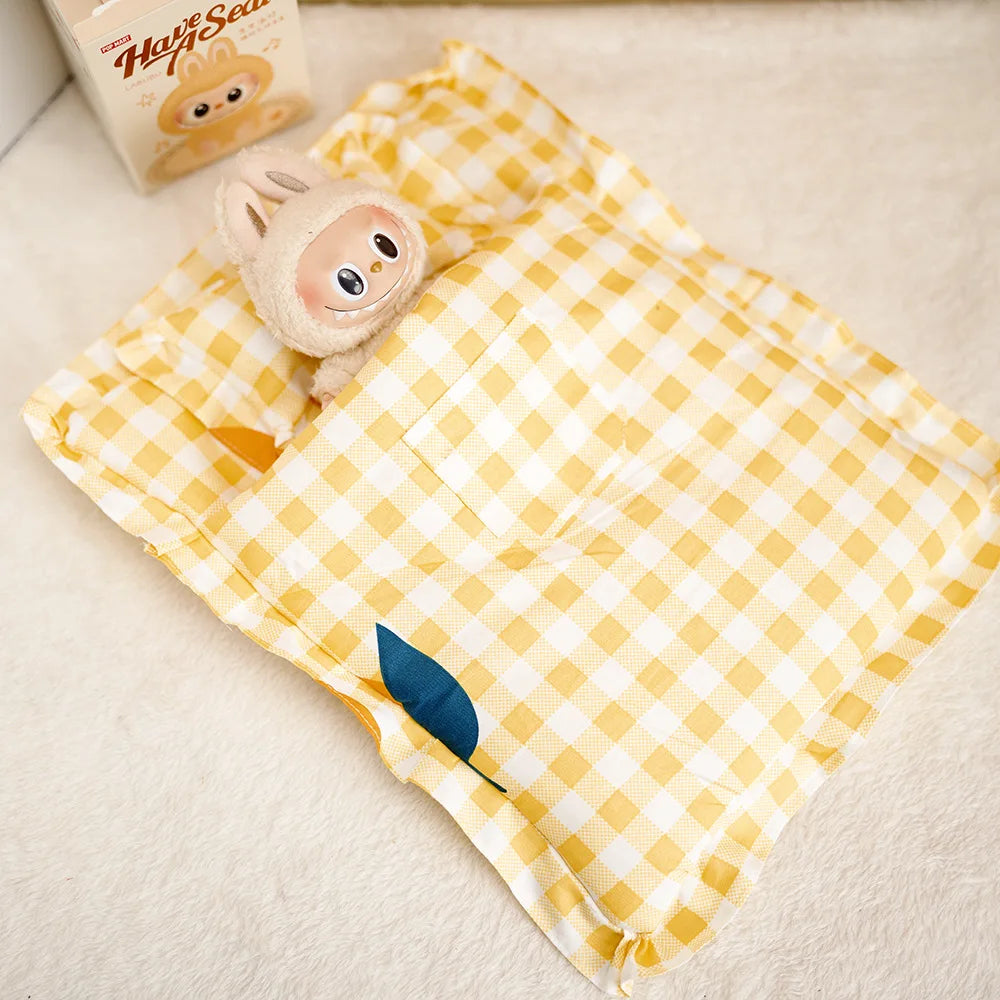 Lovely Sleeping Bag Blanket Bedding for 20cm Idol Dolls / 25cm Mellchan Baby Doll Out Going Carry Bag Soft Quilt Bag House