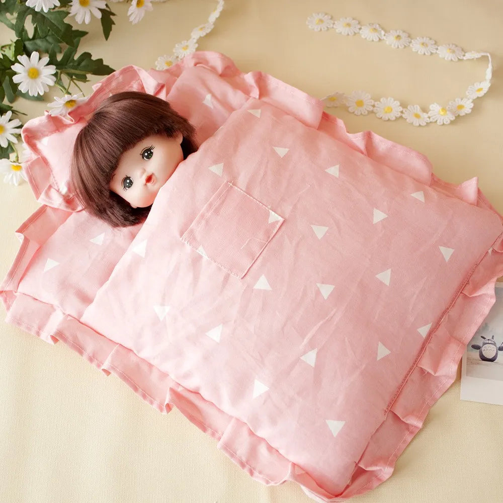 Lovely Sleeping Bag Blanket Bedding for 20cm Idol Dolls / 25cm Mellchan Baby Doll Out Going Carry Bag Soft Quilt Bag House
