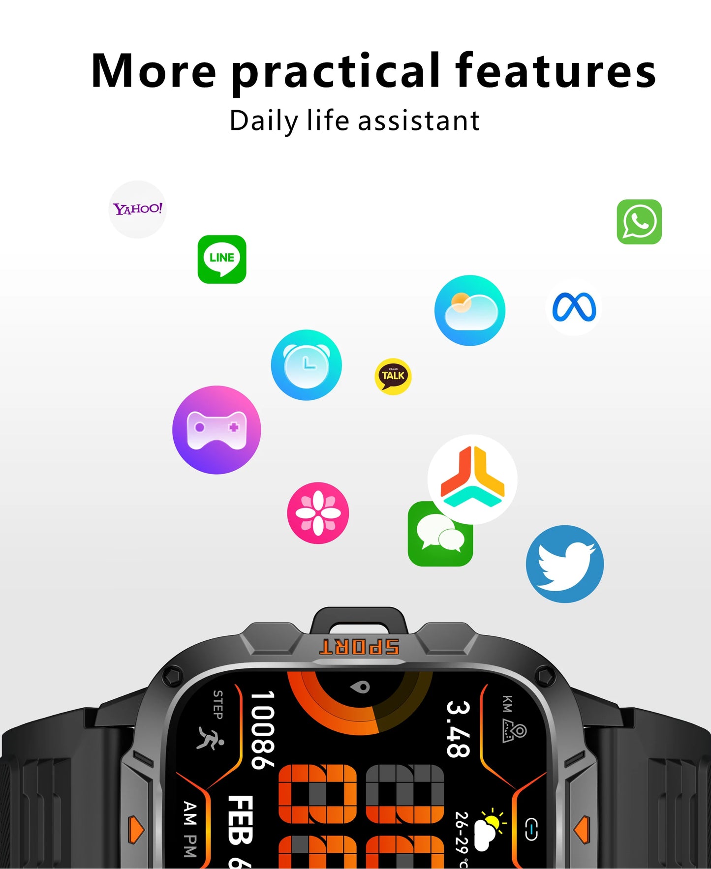 LIGE LED Flashlight Military Smartwatch For Men Bluetooth Call Voice Assistant Watches Heart Rate Monitor Multiple Sports Watch