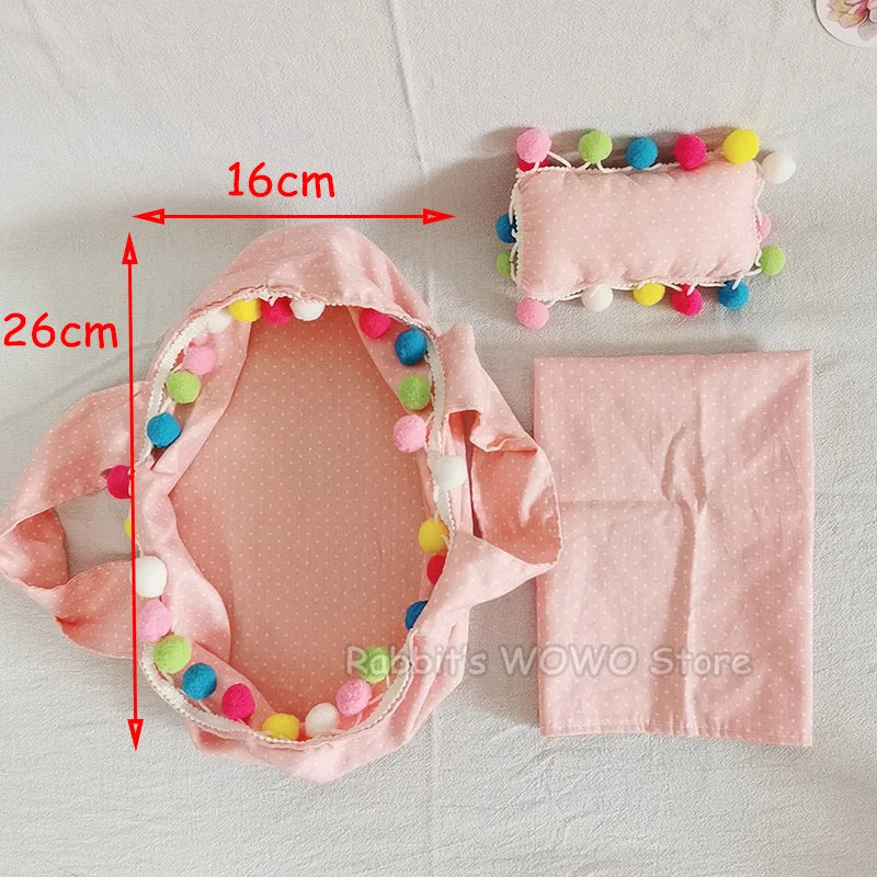 Lovely Sleeping Bag Blanket Bedding for 20cm Idol Dolls / 25cm Mellchan Baby Doll Out Going Carry Bag Soft Quilt Bag House