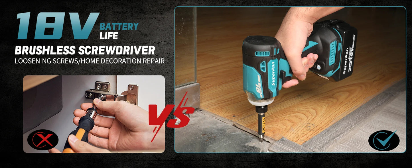 Superpan Rechargable Drill Driver With battery Screwdriver Machine Brushless Electric Screwdriver