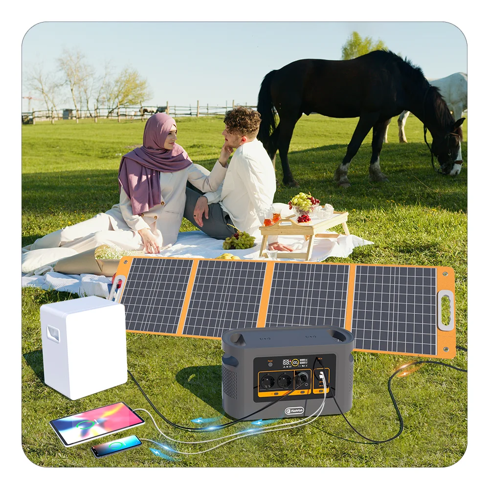 FF Flashfish QE02D Lifepo4 1008Wh Rechargeable Portable Power Station 1200W 315000mAh Solar Generator UPS AC Wireless Battery