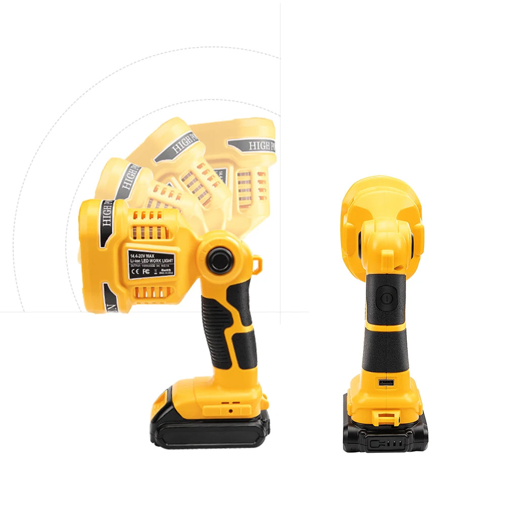 Cordless LED Torch Work Light Camping Lantern Flashlight Portable Flashlight Hand Lamp Outdoor Spotlight for Dewalt DCL040N 18V