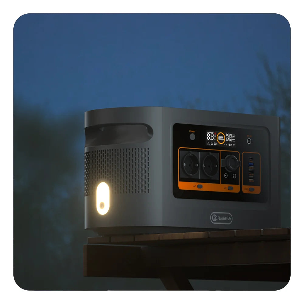 FF Flashfish QE02D Lifepo4 1008Wh Rechargeable Portable Power Station 1200W 315000mAh Solar Generator UPS AC Wireless Battery