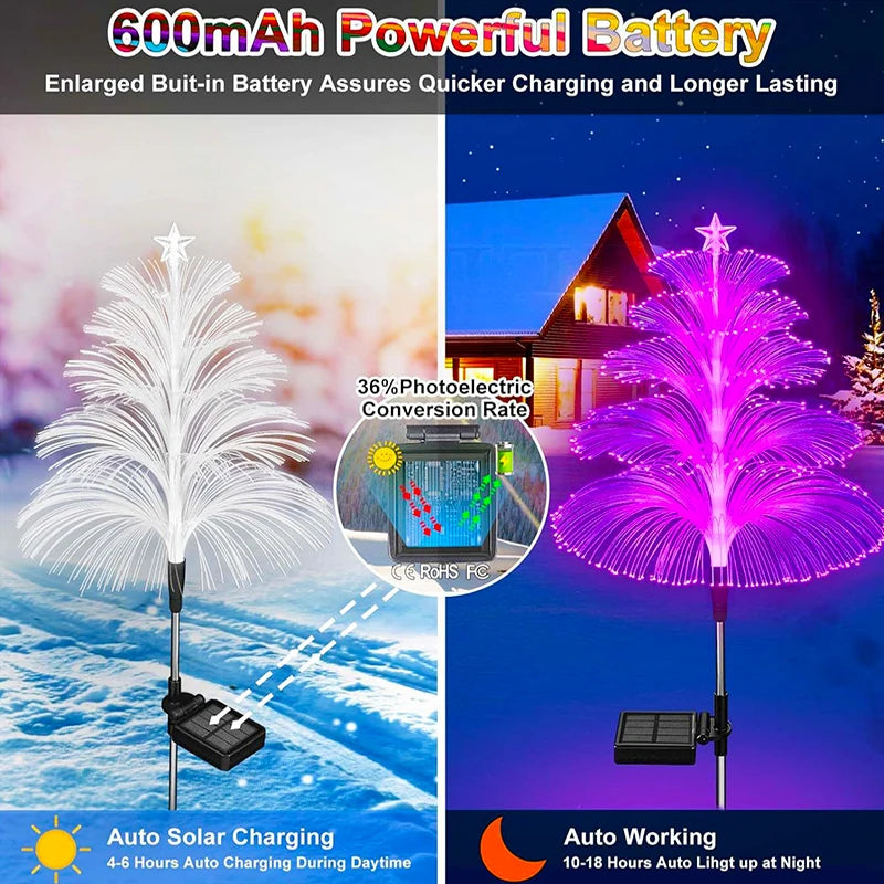 Outdoor LED Solar Pathway Lights Waterproof Christmas Jellyfish Decor Solar Lawn Lamp For Patio Balcony Yard