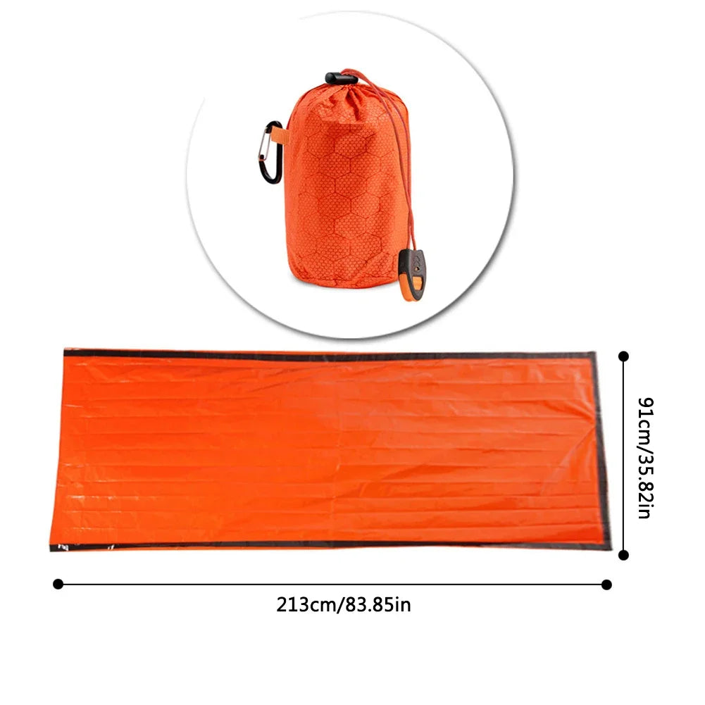 Thermal Sleeping Bag Portable Sleeping Pad Quilt PE Aluminum Film Warm Windproof Waterproof Bivy Sack for Camping Hiking Outdoor