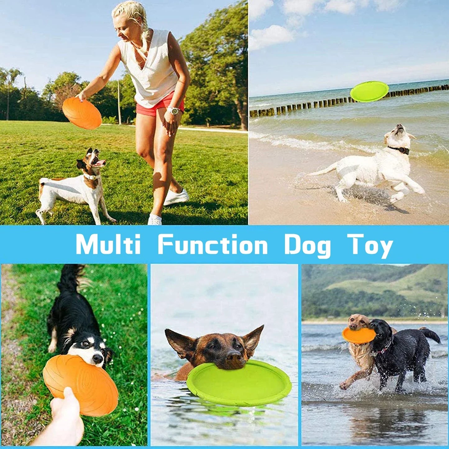 15/18/22cm Fashion Dog Toy Flying Discs Pet Dogs Silicone Game Trainning Interactive Puppy Toys Puppy Pet Supplies - CK Outdoors and More