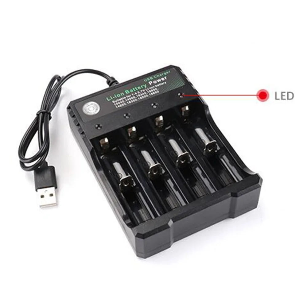 18650 Battery Charger Black 1 2 4 Slots AC 110V 220V Dual For 18650 Charging 3.7V Rechargeable Lithium Battery 4 Ports Charger