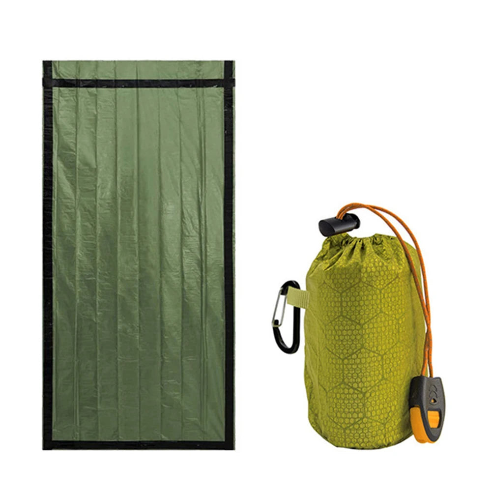 Thermal Sleeping Bag Portable Sleeping Pad Quilt PE Aluminum Film Warm Windproof Waterproof Bivy Sack for Camping Hiking Outdoor