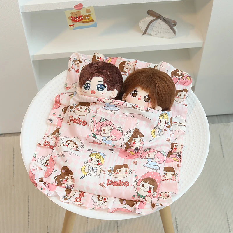 Lovely Sleeping Bag Blanket Bedding for 20cm Idol Dolls / 25cm Mellchan Baby Doll Out Going Carry Bag Soft Quilt Bag House