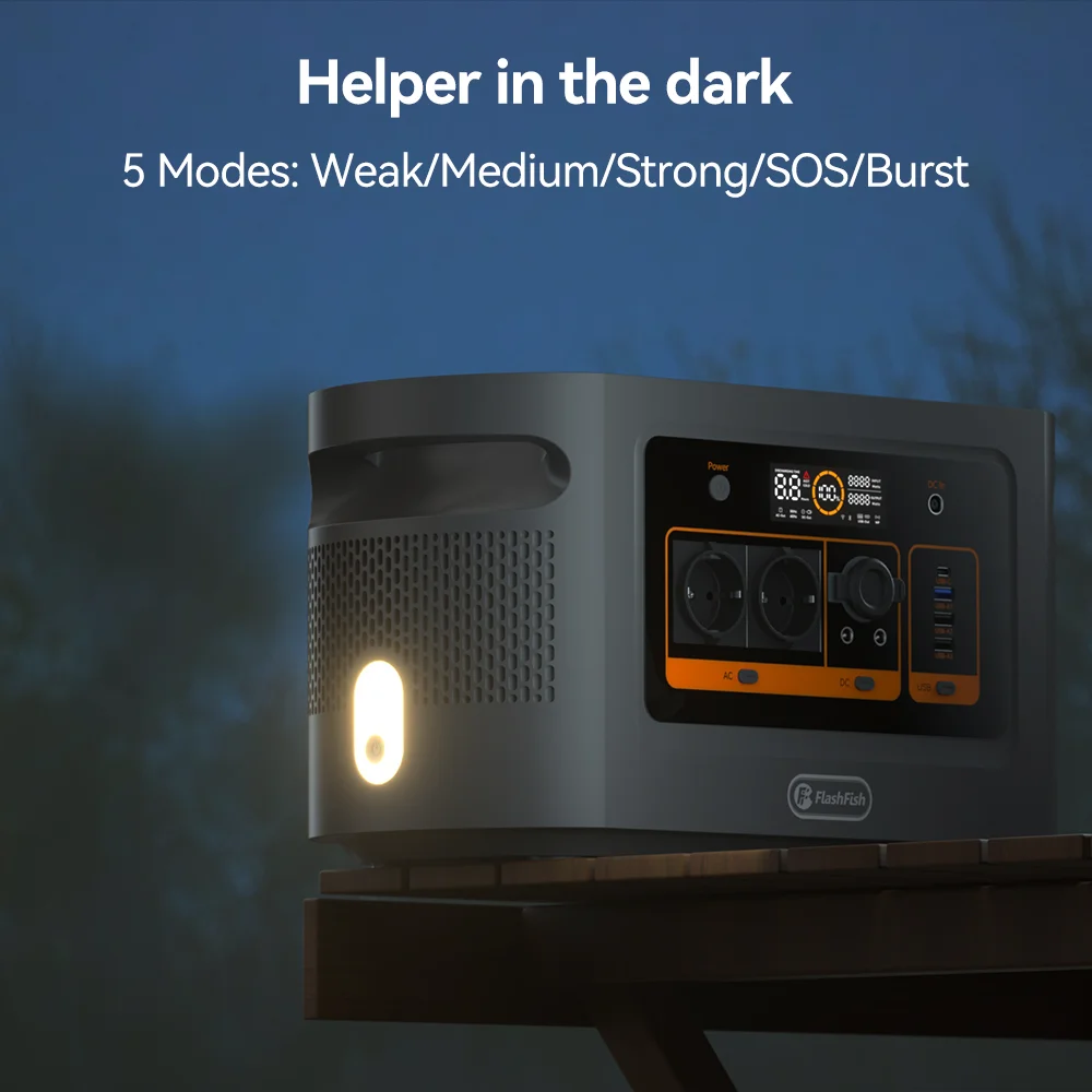 FF Flashfish QE02D Lifepo4 1008Wh Rechargeable Portable Power Station 1200W 315000mAh Solar Generator UPS AC Wireless Battery