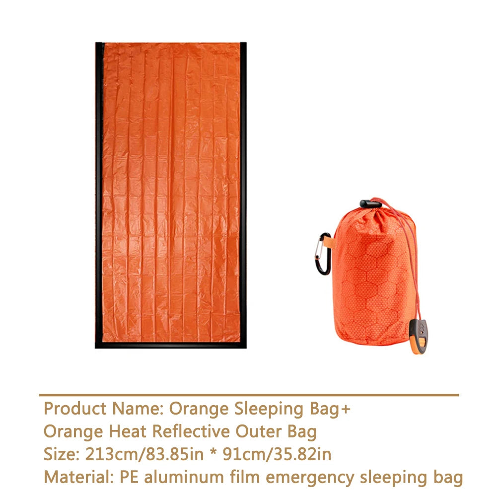 Thermal Sleeping Bag Portable Sleeping Pad Quilt PE Aluminum Film Warm Windproof Waterproof Bivy Sack for Camping Hiking Outdoor