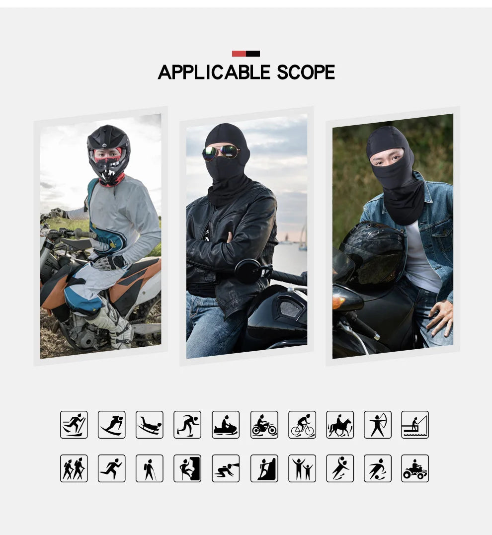 Balaclava Motorcycle Face Mask Moto Helmet Bandana Hood Ski Neck Full Face Mask Windproof Dustproof Face Shield Men's Biker Mask