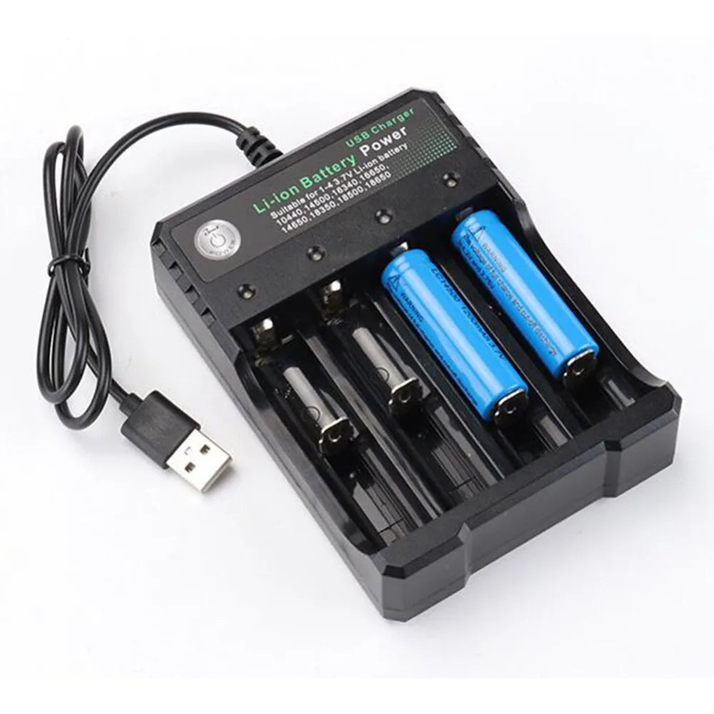 18650 Battery Charger Black 1 2 4 Slots AC 110V 220V Dual For 18650 Charging 3.7V Rechargeable Lithium Battery 4 Ports Charger
