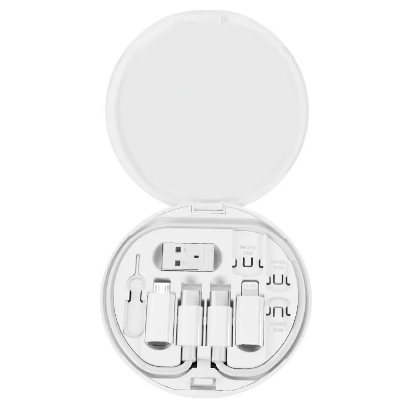 NNBILI 60W Type-C To USB C To Micro To iP Fast Charging Cable Adapter Kit for IPhone 14 15 13 11 OTG Converter Multi Storage Box