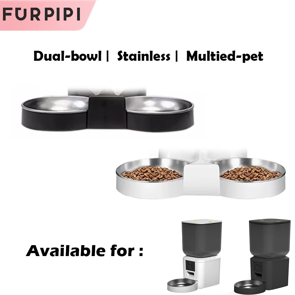 Furpipi-Pet Feeder Accessories, Dual Bowls, USB, Adapter, Desiccant, Elevator, Cat and Dog