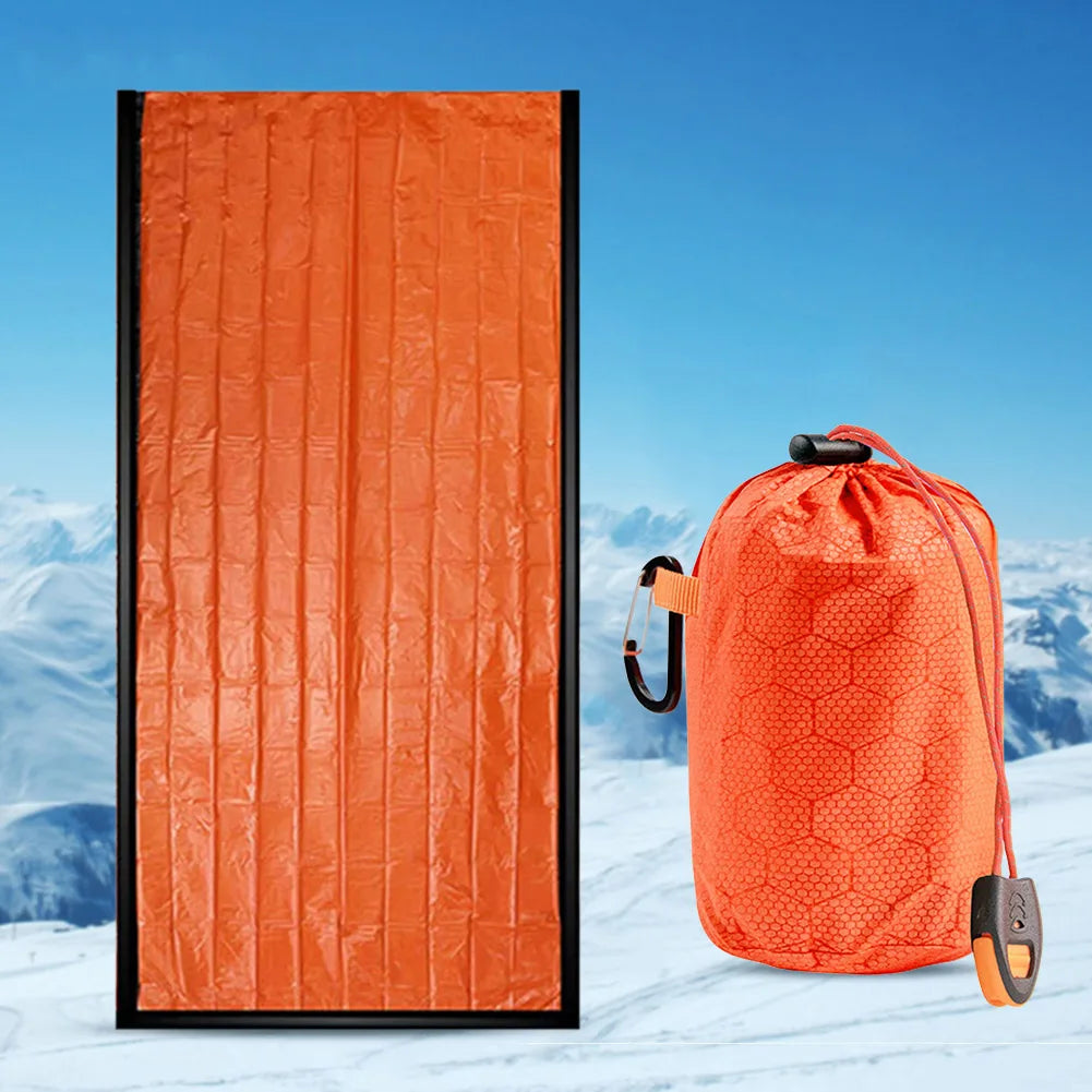 Thermal Sleeping Bag Portable Sleeping Pad Quilt PE Aluminum Film Warm Windproof Waterproof Bivy Sack for Camping Hiking Outdoor
