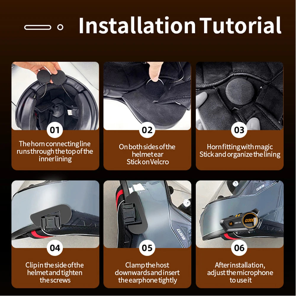 Bluetooth 5.3 Helmet Headset Wireless Hands-free Call Phone Kit Motorcycle Waterproof Earphone MP3 Music Player Speaker for Moto