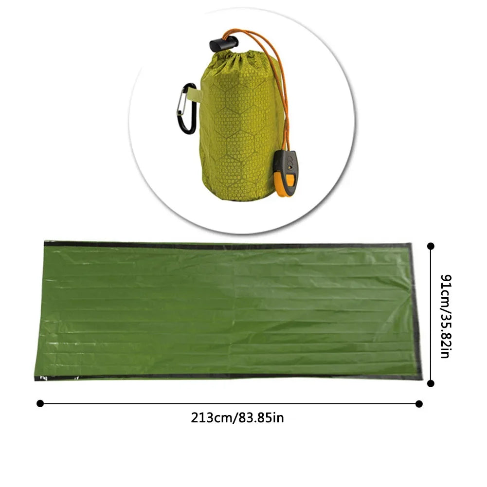 Thermal Sleeping Bag Portable Sleeping Pad Quilt PE Aluminum Film Warm Windproof Waterproof Bivy Sack for Camping Hiking Outdoor
