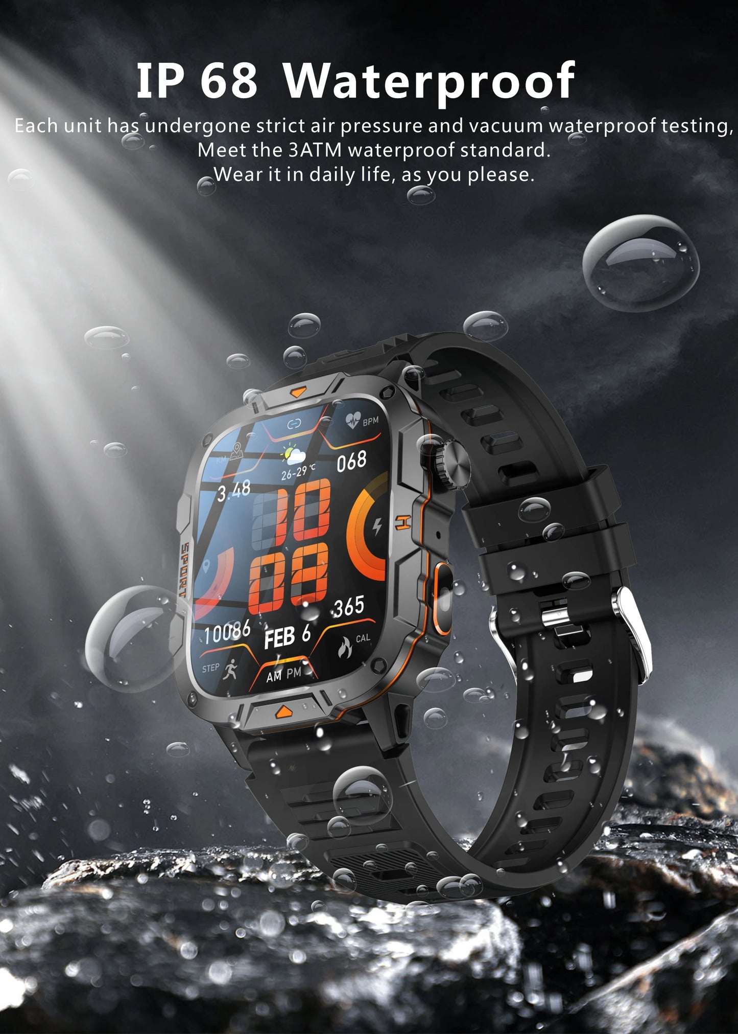 LIGE LED Flashlight Military Smartwatch For Men Bluetooth Call Voice Assistant Watches Heart Rate Monitor Multiple Sports Watch