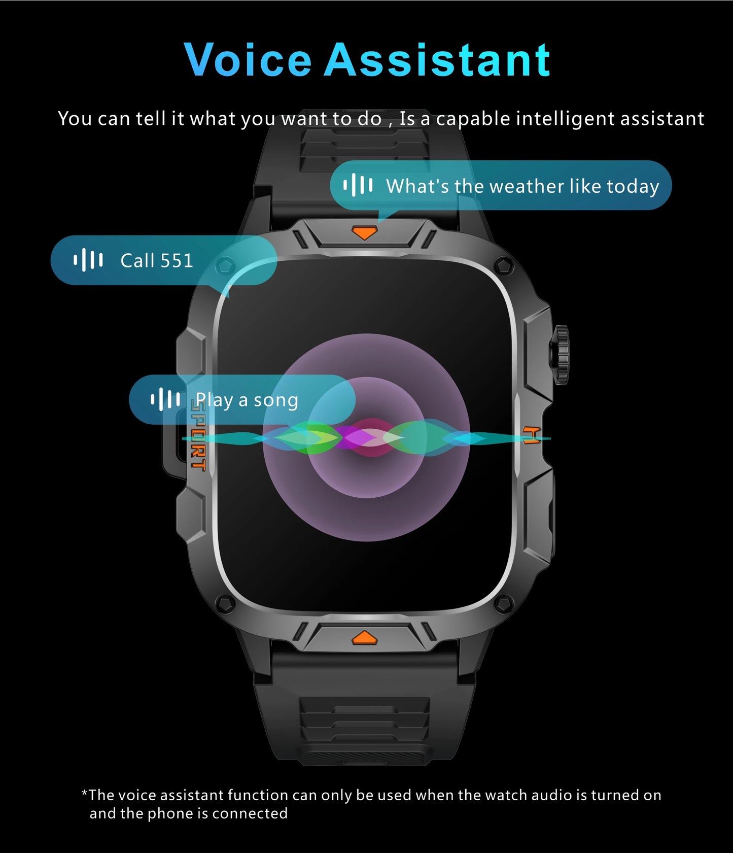 LIGE LED Flashlight Military Smartwatch For Men Bluetooth Call Voice Assistant Watches Heart Rate Monitor Multiple Sports Watch
