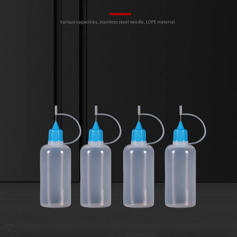 5ml 10ml 20ml 30ml 100ml 120ml PE Plastic Squeezable Tip Applicator Bottle Refillable Dropper with Needle Tip Caps Oil Bottles
