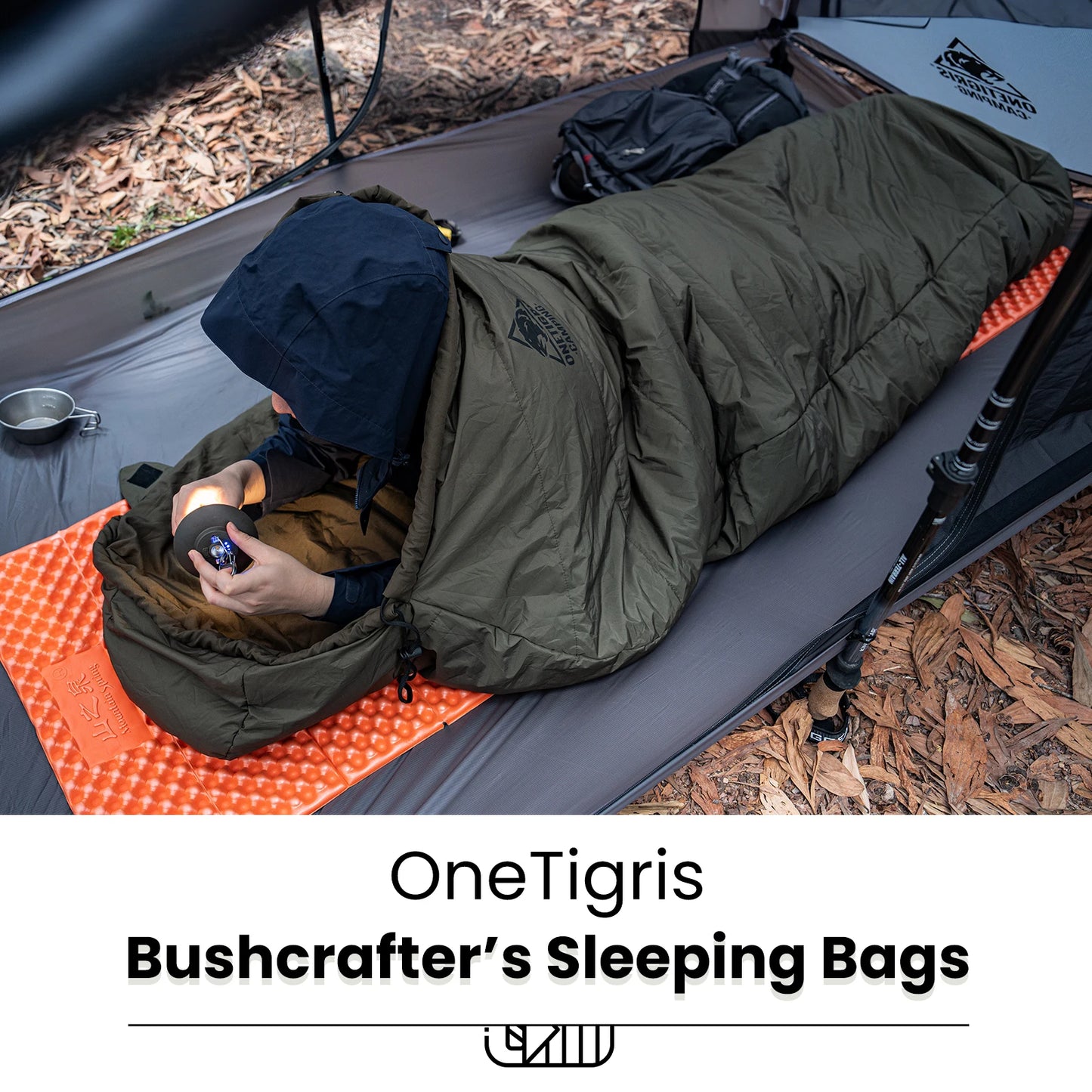 OneTigris 3-season 1-person Outdoor Sleeping Bag Tactical Styled Mummy Sleeping Bag for Camping Bushcrafting Backpacking Hiking