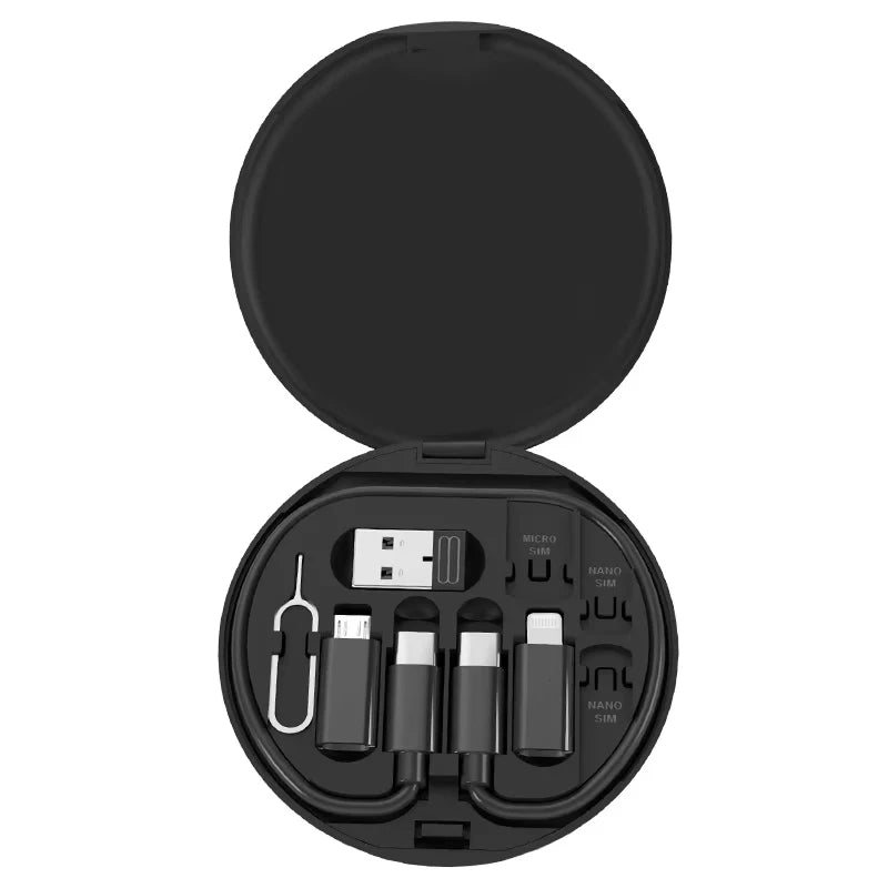 NNBILI 60W Type-C To USB C To Micro To iP Fast Charging Cable Adapter Kit for IPhone 14 15 13 11 OTG Converter Multi Storage Box