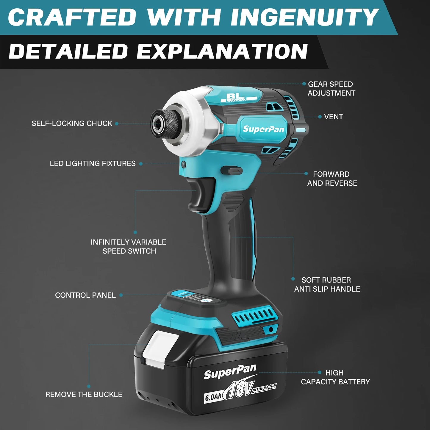 Superpan Rechargable Drill Driver With battery Screwdriver Machine Brushless Electric Screwdriver