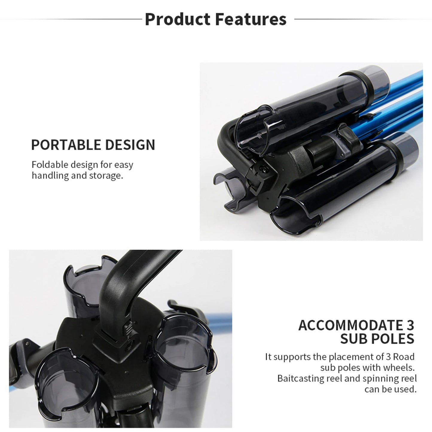 Tripod Fishing Rod Holders Portable Luya Fishing Pole Support Aluminum Alloy 3 Fishing Rods Rack Organizer For Fishing Accessory