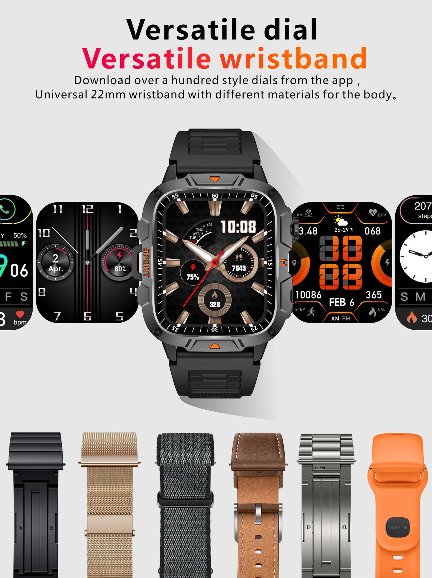 LIGE LED Flashlight Military Smartwatch For Men Bluetooth Call Voice Assistant Watches Heart Rate Monitor Multiple Sports Watch
