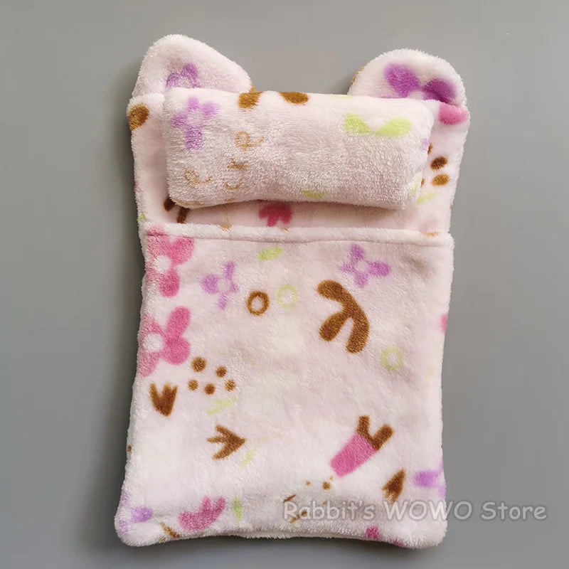 Lovely Sleeping Bag Blanket Bedding for 20cm Idol Dolls / 25cm Mellchan Baby Doll Out Going Carry Bag Soft Quilt Bag House