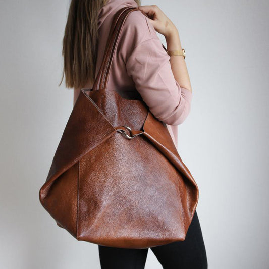 Retro Solid Color, Vintage, Large Capacity Handbag with Inner Bag