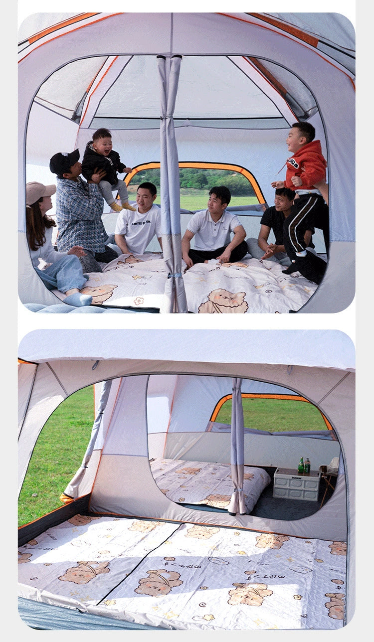 Outdoor Camping Tent Two Bedrooms and One Living Room Automatic Tent Super Large Space Camping Luxury Large-Scale Parks Tent Portable