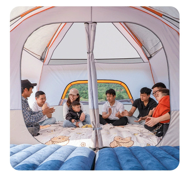 Outdoor Camping Tent Two Bedrooms and One Living Room Automatic Tent Super Large Space Camping Luxury Large-Scale Parks Tent Portable