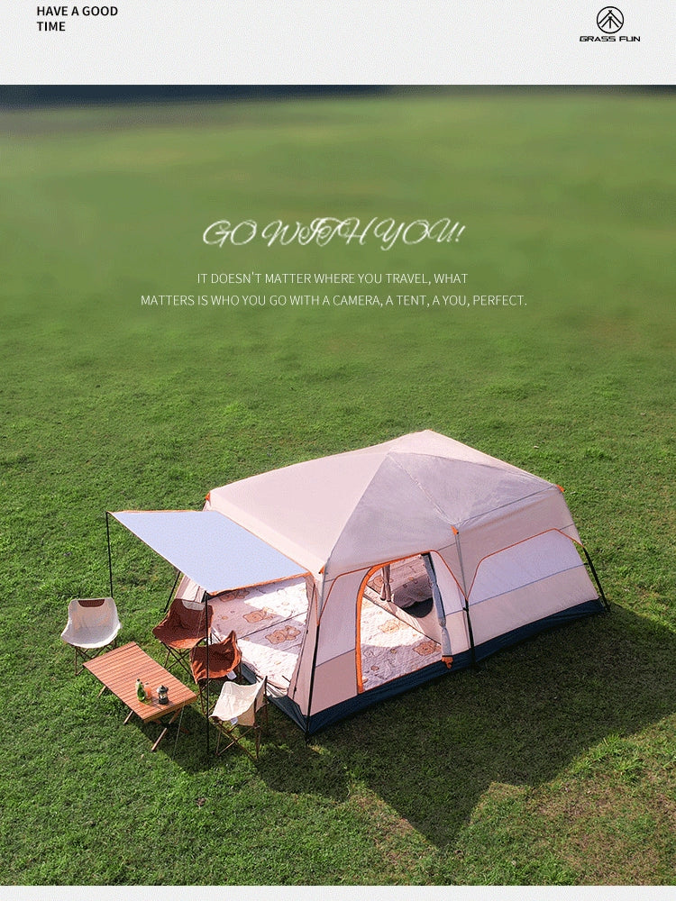 Outdoor Camping Tent Two Bedrooms and One Living Room Automatic Tent Super Large Space Camping Luxury Large-Scale Parks Tent Portable