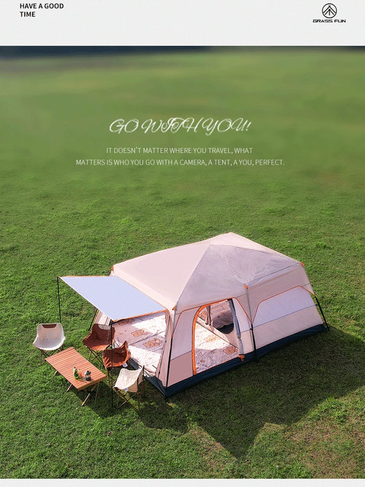 Outdoor Camping Tent Two Bedrooms and One Living Room Automatic Tent Super Large Space Camping Luxury Large-Scale Parks Tent Portable