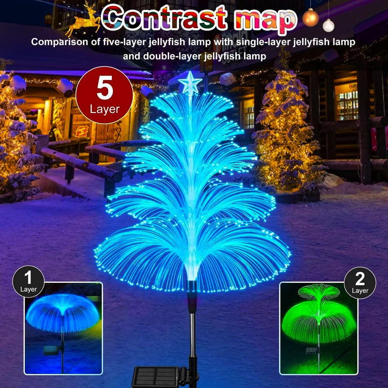 Outdoor LED Solar Pathway Lights Waterproof Christmas Jellyfish Decor Solar Lawn Lamp For Patio Balcony Yard